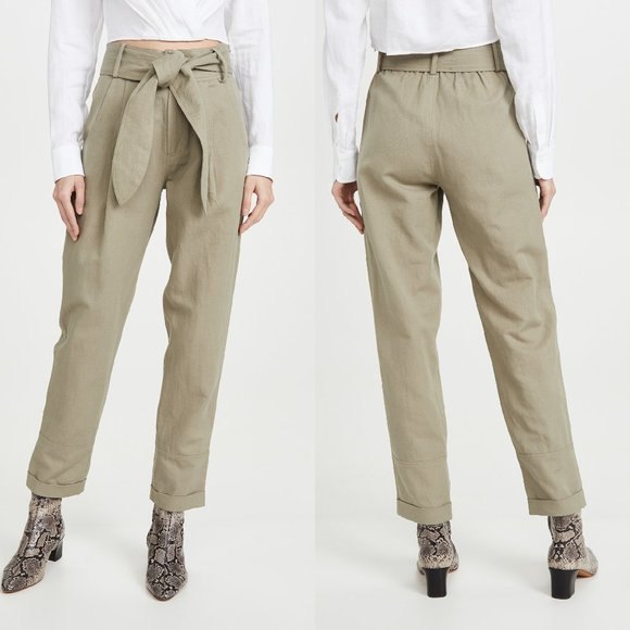 Apiece Apart Bendita Tie-Waist Pleated Pants in Pistachio Size 4 - Picture 2 of 9